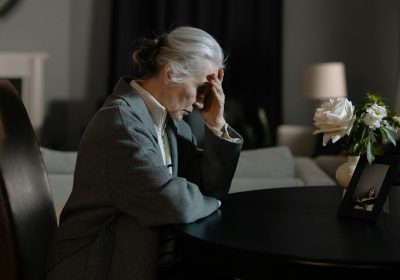 A stressed old woman
