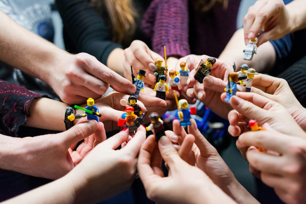 People with lego toys